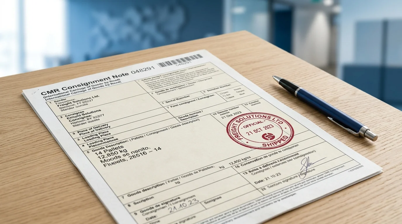 Wzor dokumentu CMR z pieczatka firmowa na biurku - reklamacja CMR wzor pisma i instrukcja
